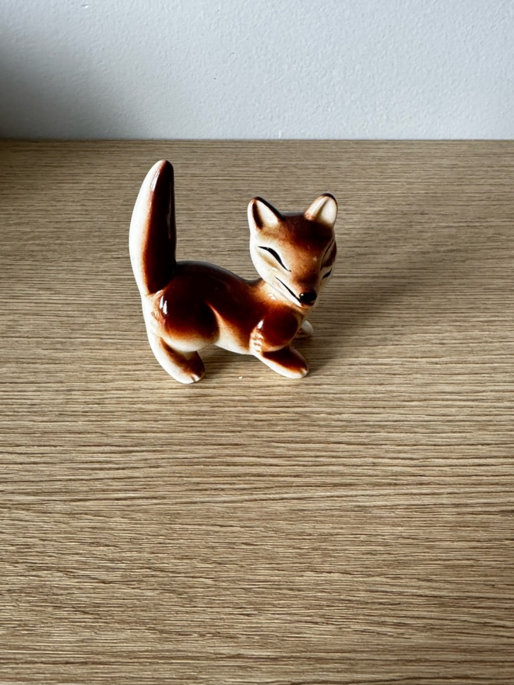 Small Brown Porcelain Fox Figurine